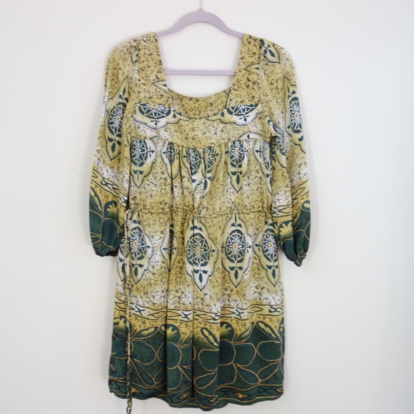 Silk Batik Midi Dress,  Boho Midi - Picture 10 of 11
